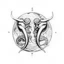 taurus protecting pisces with waterflow tattoo design idea