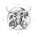 taurus protecting pisces with waterflow tattoo design idea