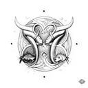 taurus protecting pisces with waterflow tattoo design idea