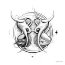 taurus protecting pisces with waterflow tattoo design idea