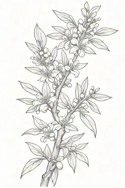olive tree branch, flowers blooming   tattoo design idea
