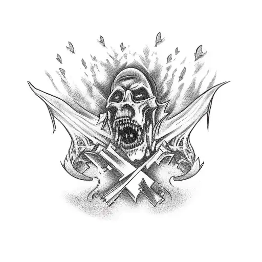 back tattoo with a vampire who bites a woman in a cemetery with a vampire castle in the background tattoo design idea