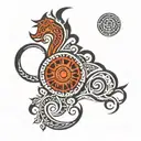 Tribal Elements: The main design could feature tribal patterns flowing elegantly around the forearm, creating a cohesive tattoo design idea