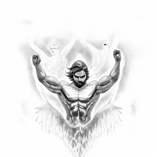 merman reaching out tattoo design idea