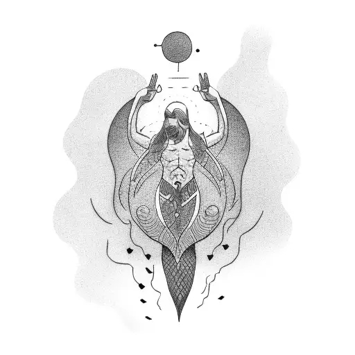 merman reaching out tattoo design idea