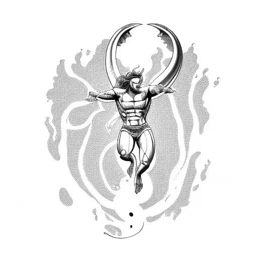 merman with outstretched arm tattoo design idea