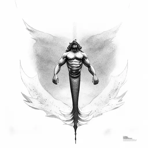 merman reaching up tattoo design idea