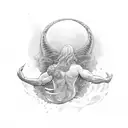 merman reaching up tattoo design idea