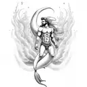 merman reaching up tattoo design idea