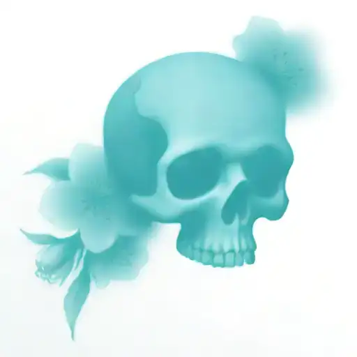 black and white skull with pink cherry blossoms  wrapped tattoo design idea