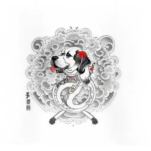 Dog fu tattoo design idea
