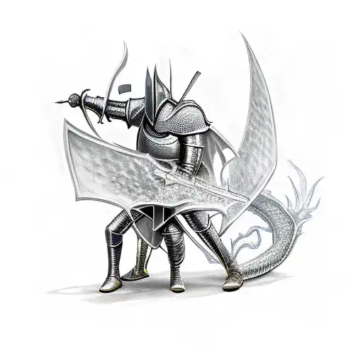 Knight fighting with a dragon. tattoo design idea
