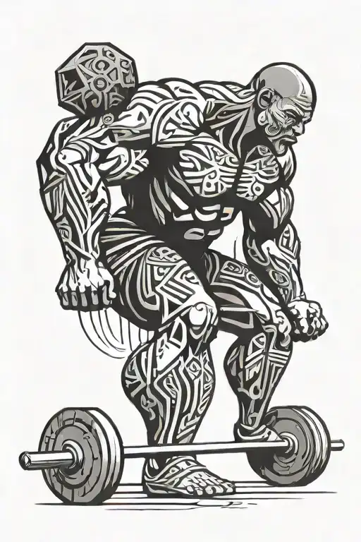 man deadlifting 315 tattoo design idea