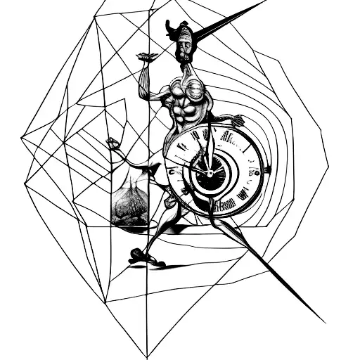 Atlas carrying a Salvador Dali clock  tattoo design idea