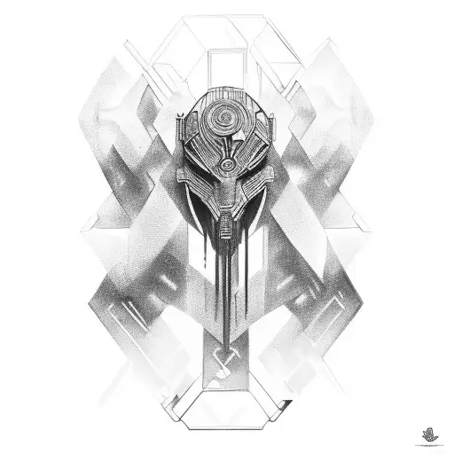 A tattoo design inspired by the emerging sci-fi culture, featuring a symbol or motif associated with the movement, such  tattoo design idea
