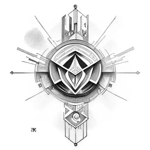 A tattoo design inspired by the emerging sci-fi culture, featuring a symbol or motif associated with the movement, such  tattoo design idea