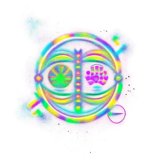 A tattoo design inspired by the rave scene, featuring a symbol or motif associated with the movement, such as a smiley f tattoo design idea