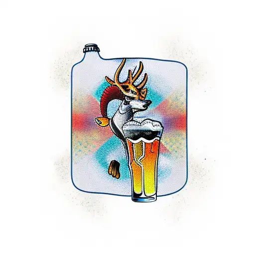 Buck and a beer tattoo design idea