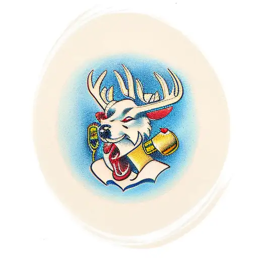 Buck and a beer tattoo design idea