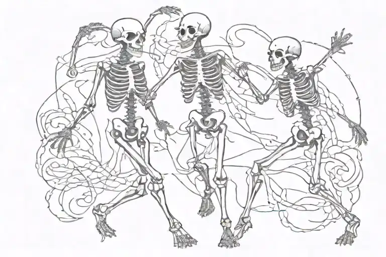 dancing skeletons tattoo design idea