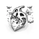 rotting heart creating butterflies and earth  tattoo design idea