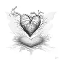 rotting heart creating butterflies and earth  tattoo design idea