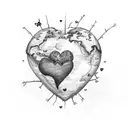 rotting heart creating butterflies and earth  tattoo design idea