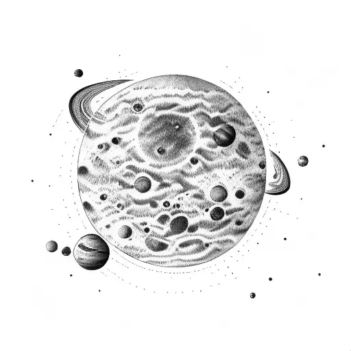  planet mars with UFO tattoo design idea