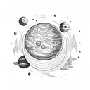  planet mars with UFO tattoo design idea