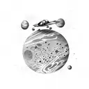  planet mars with a flying car tattoo design idea