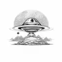 mars with a UFO that looks like a car tattoo design idea