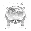 mars with a UFO that looks like a car tattoo design idea