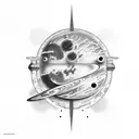 mars with a UFO that looks like a car tattoo design idea