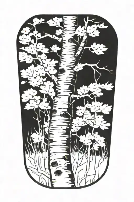 birch tree growing tattoo design idea