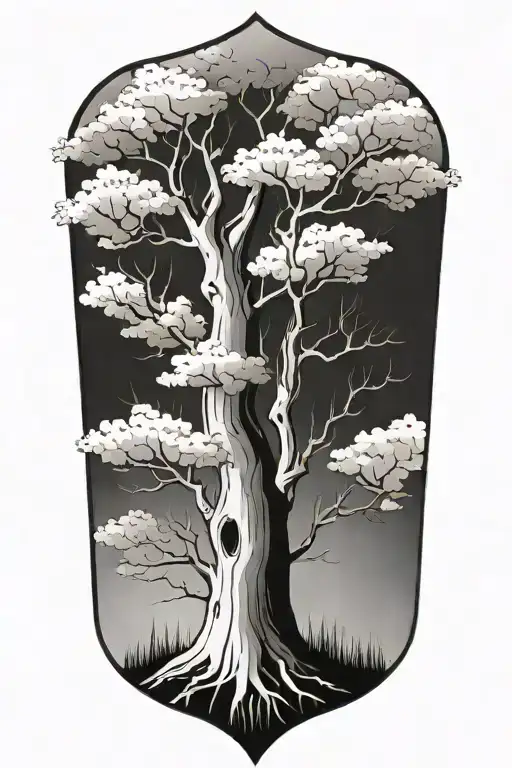 birch tree growing tattoo design idea