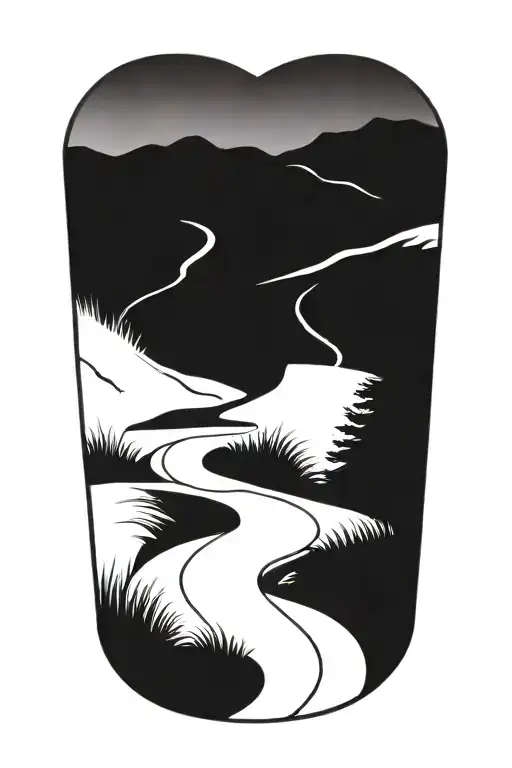 winding road leading towards tattoo design idea