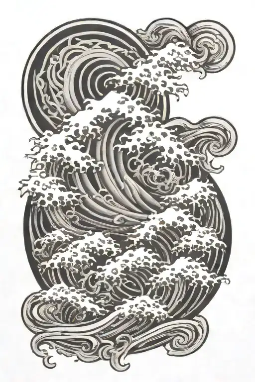 Combine filigree elements with traditional Japanese waves in a sleeve tattoo tattoo design idea