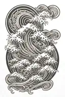 Combine filigree elements with traditional Japanese waves in a sleeve tattoo tattoo design idea