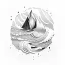 Ocean Wave  with a swimmer tattoo design idea