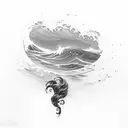 Ocean Wave  with a swimmer tattoo design idea