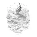 Ocean Wave  with a swimmer tattoo design idea