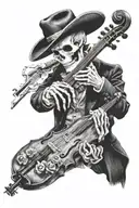 skeleton playing violin tattoo design idea