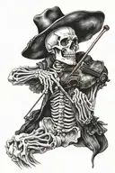 skeleton playing violin tattoo design idea