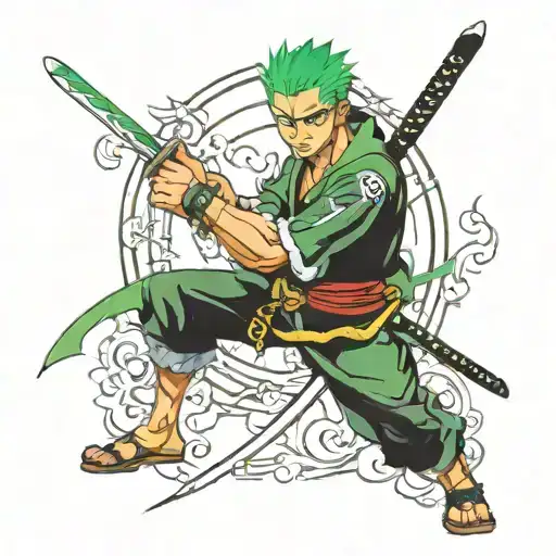 Zoro one piece swords tattoo design idea