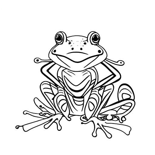 frog with kimono sitting  tattoo design idea