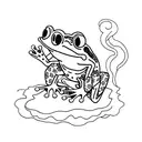 frog with kimono sitting  tattoo design idea