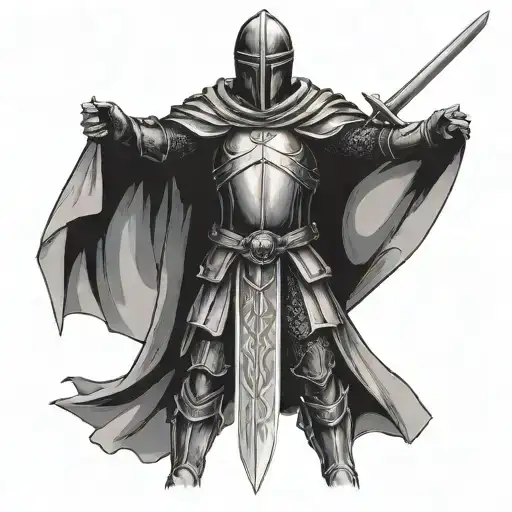 Templar knight holding a sword tattoo design idea