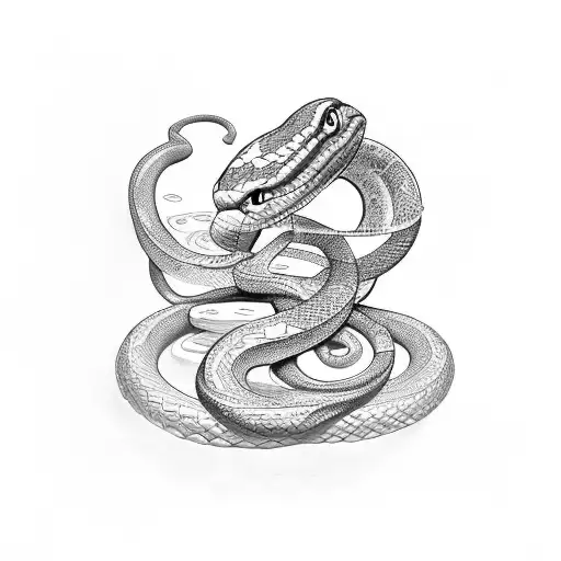 snake with ice cream tattoo design idea