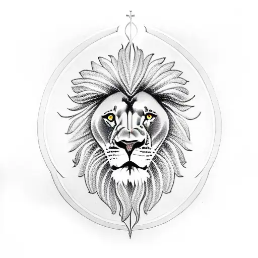Lion with Jesus crucified  tattoo design idea