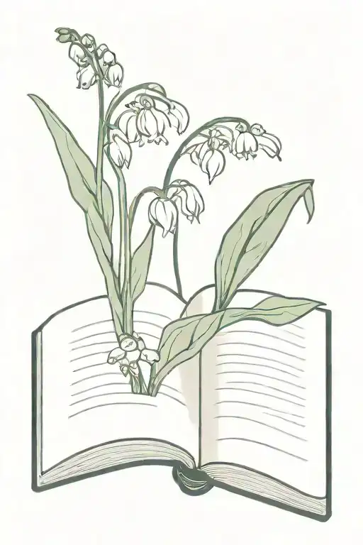 Lilly of the valley flower and open book tattoo design idea